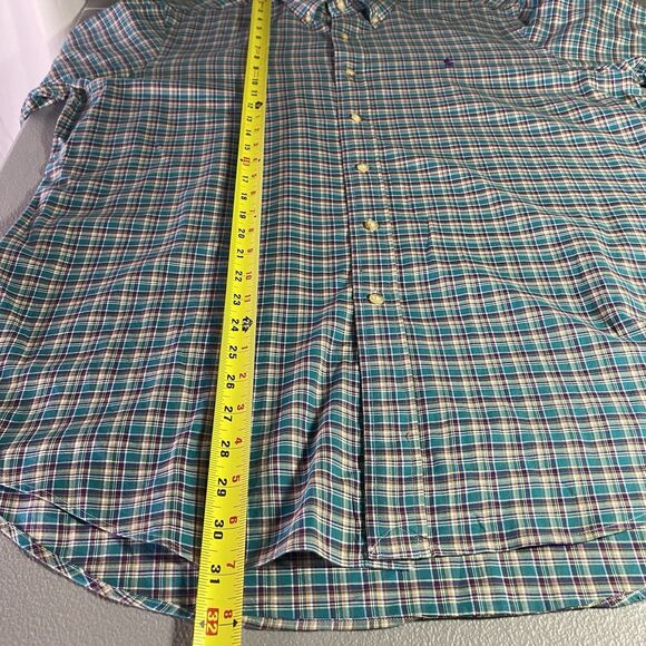 RALPH LAUREN Shirt Plaid Long Sleeve Button Down Oxford Casual Mens L Teal Green - Picture 7 of 9